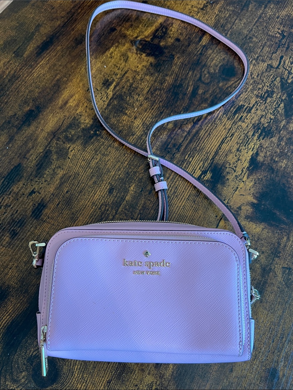 Kate Spade Dual Zip Around Crossbody Quartz Pink Leather